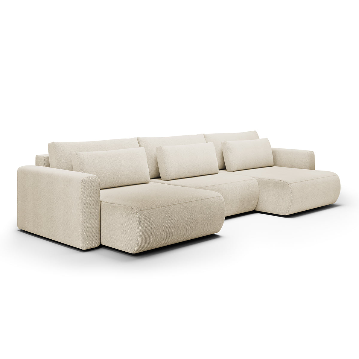 Canapé U 4 places convertible coffre Evy Beige