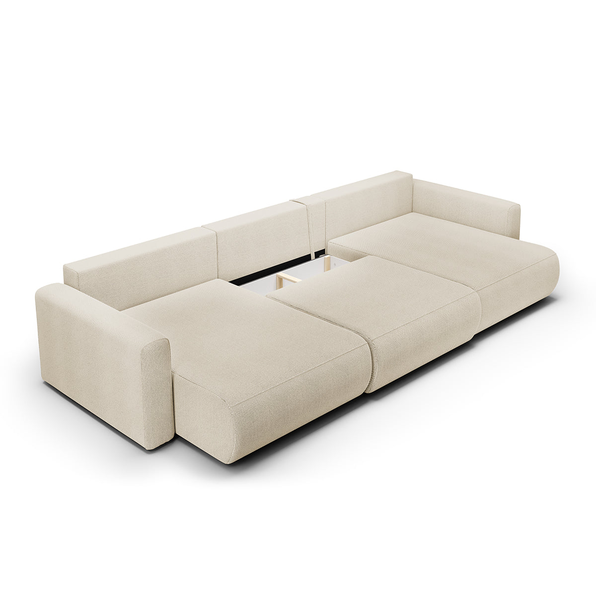 Canapé U 4 places convertible coffre Evy Beige - vue 4