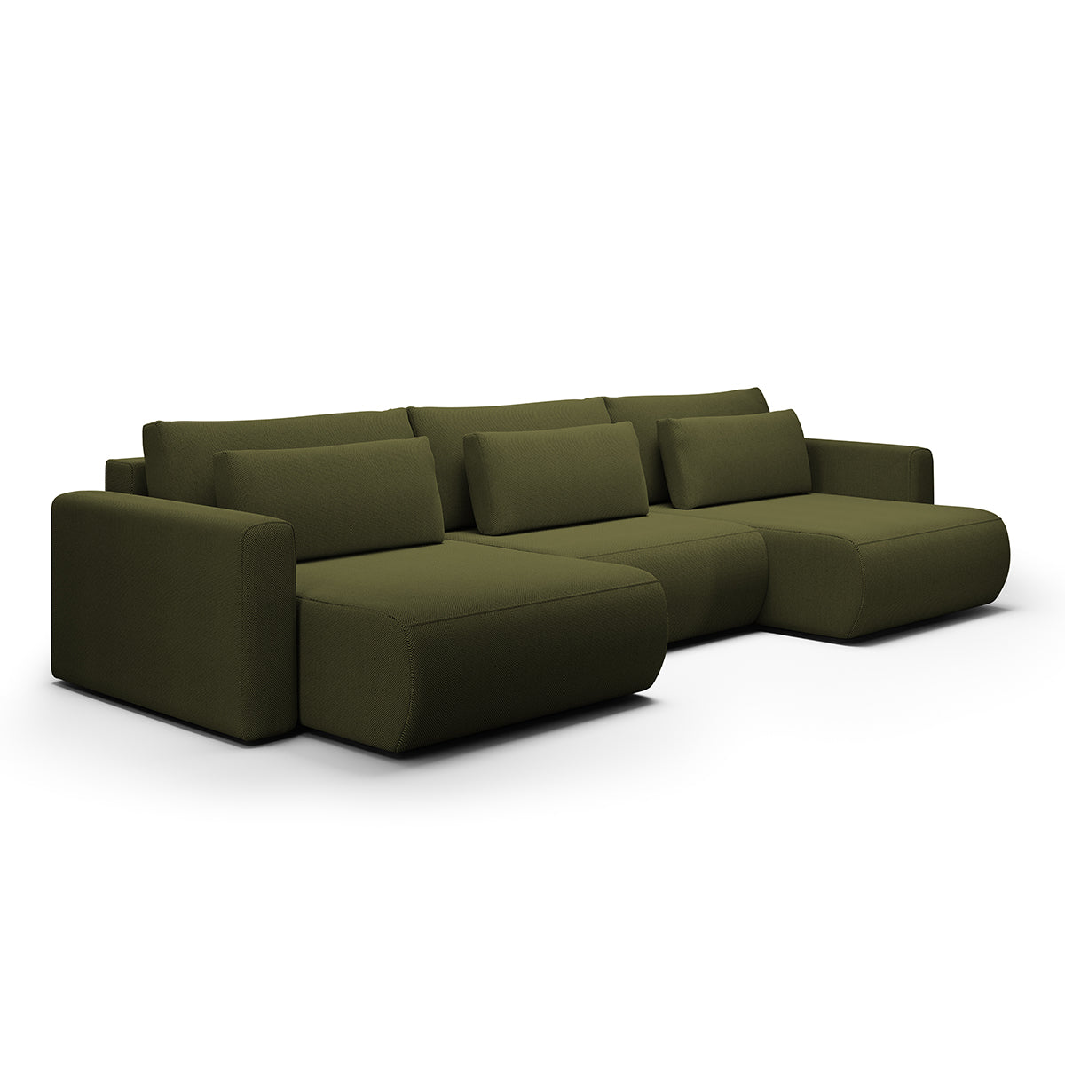 Canapé U 4 places convertible coffre Evy Vert Sapin