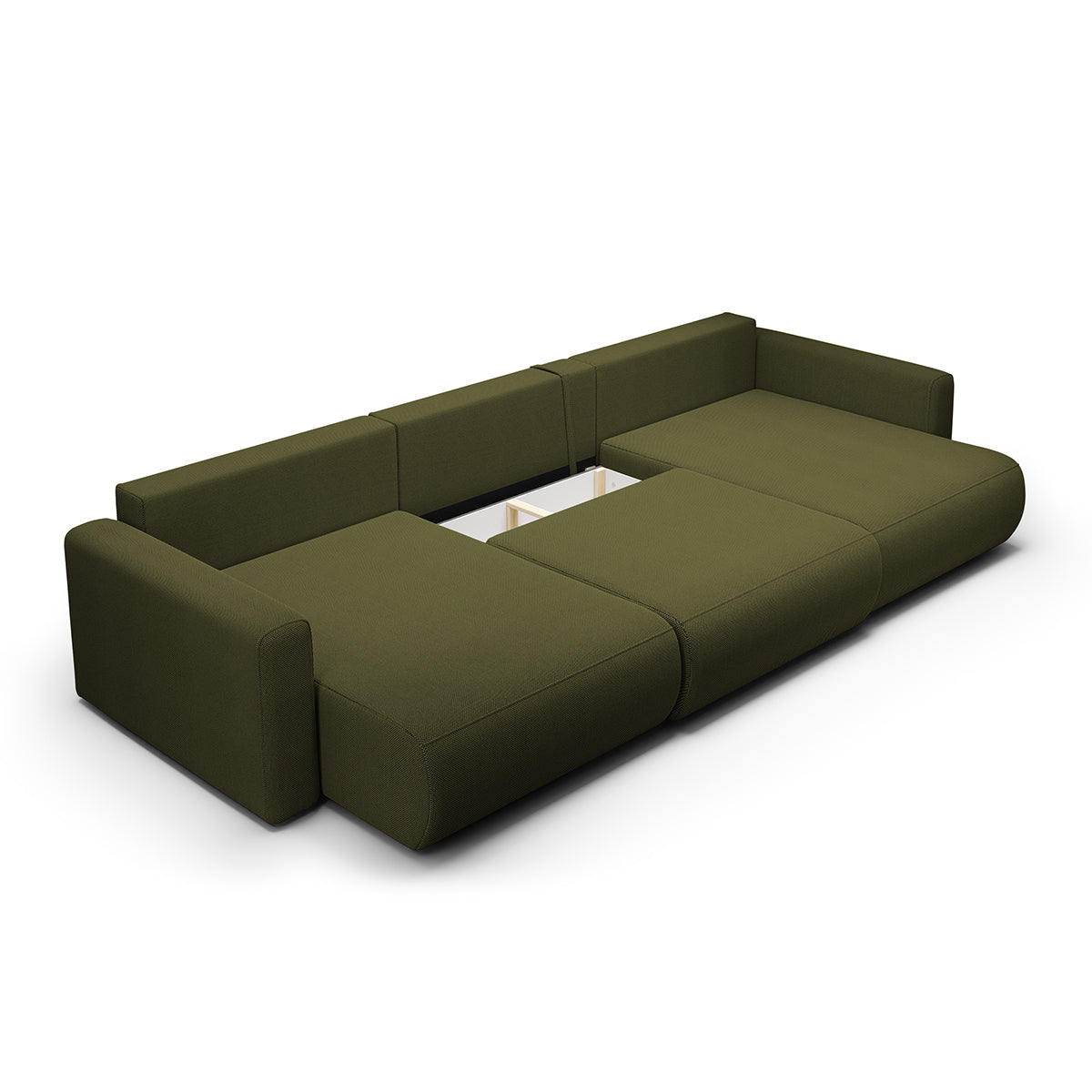 Canapé U 4 places convertible coffre Evy Vert Sapin - vue 4