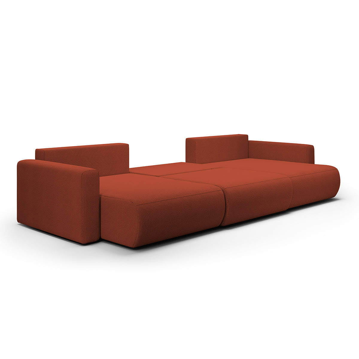 Canapé U 4 places convertible coffre Evy Orange Brique - vue 3