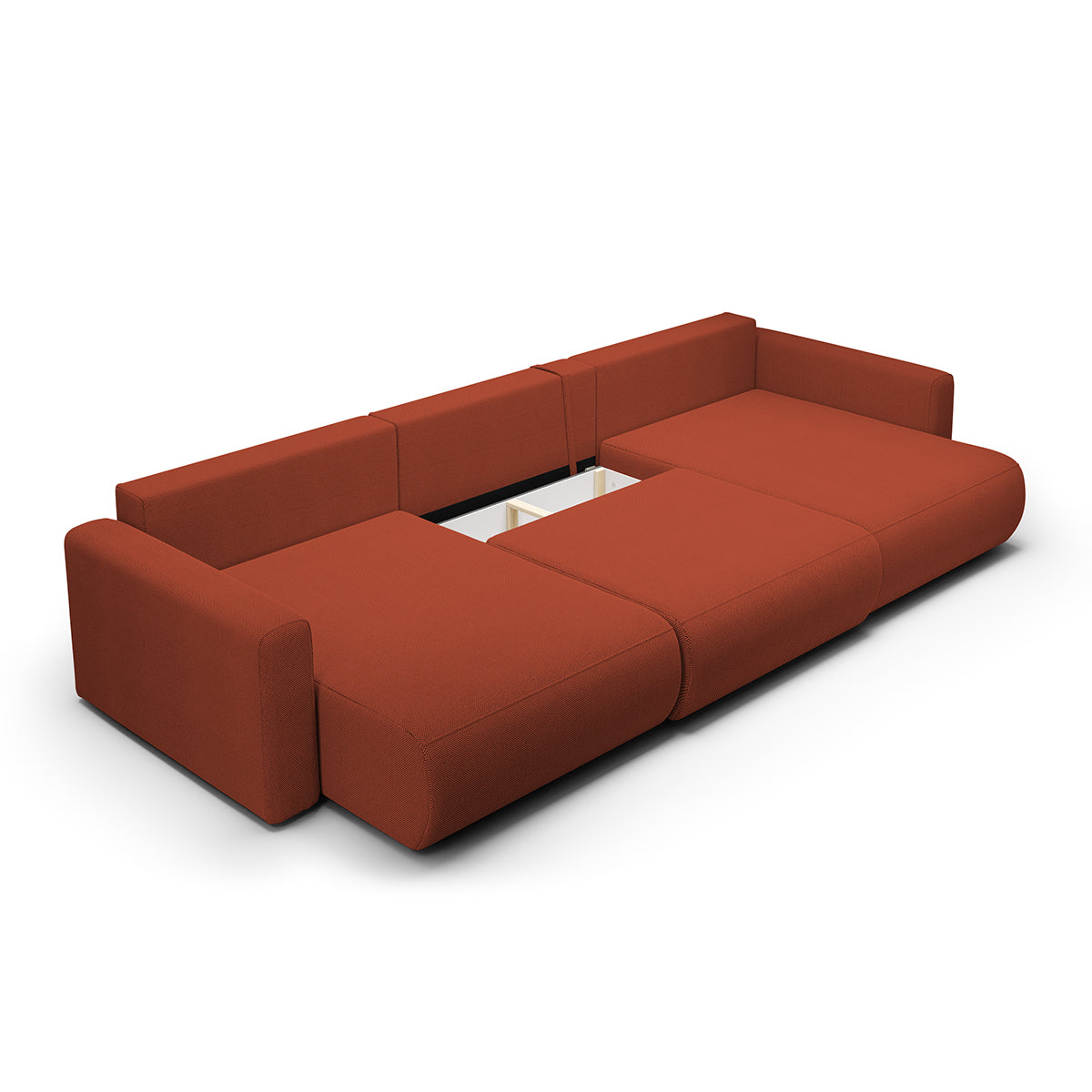 Canapé U 4 places convertible coffre Evy Orange Brique - vue 4