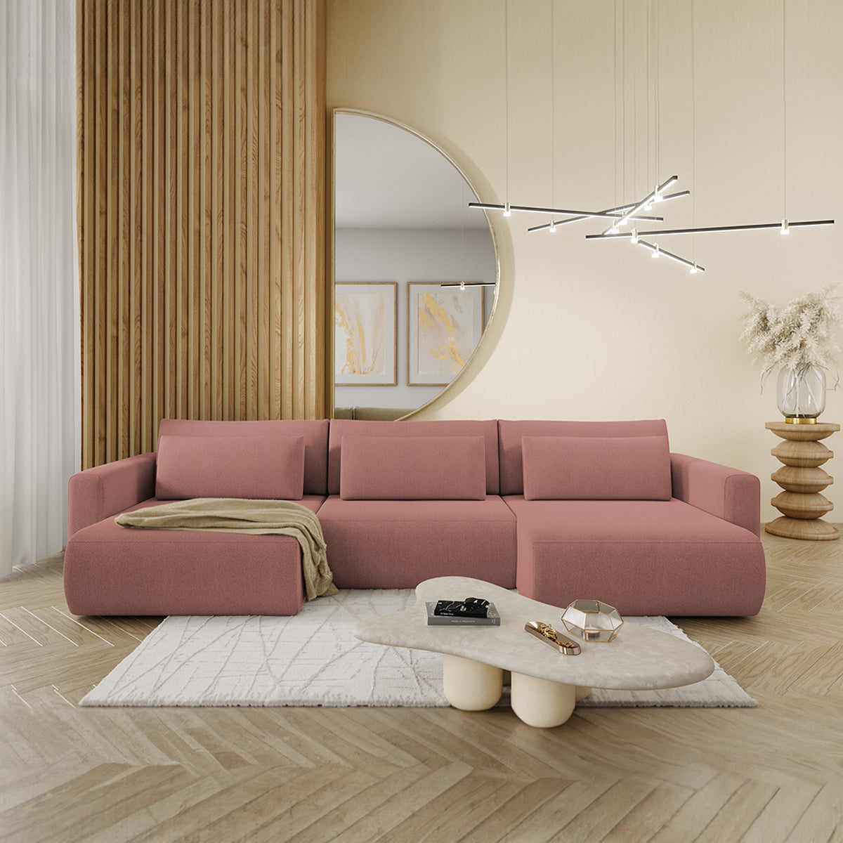 Canapé U 4 places convertible coffre Evy Rose - vue 2