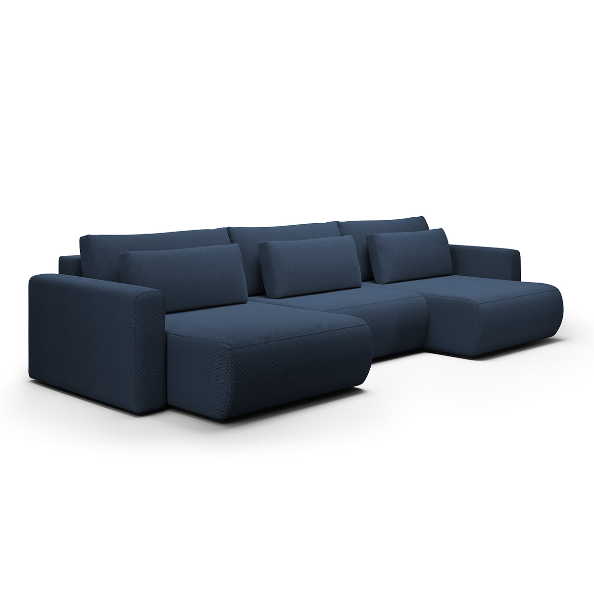 Canapé U 4 places convertible coffre Evy Bleu