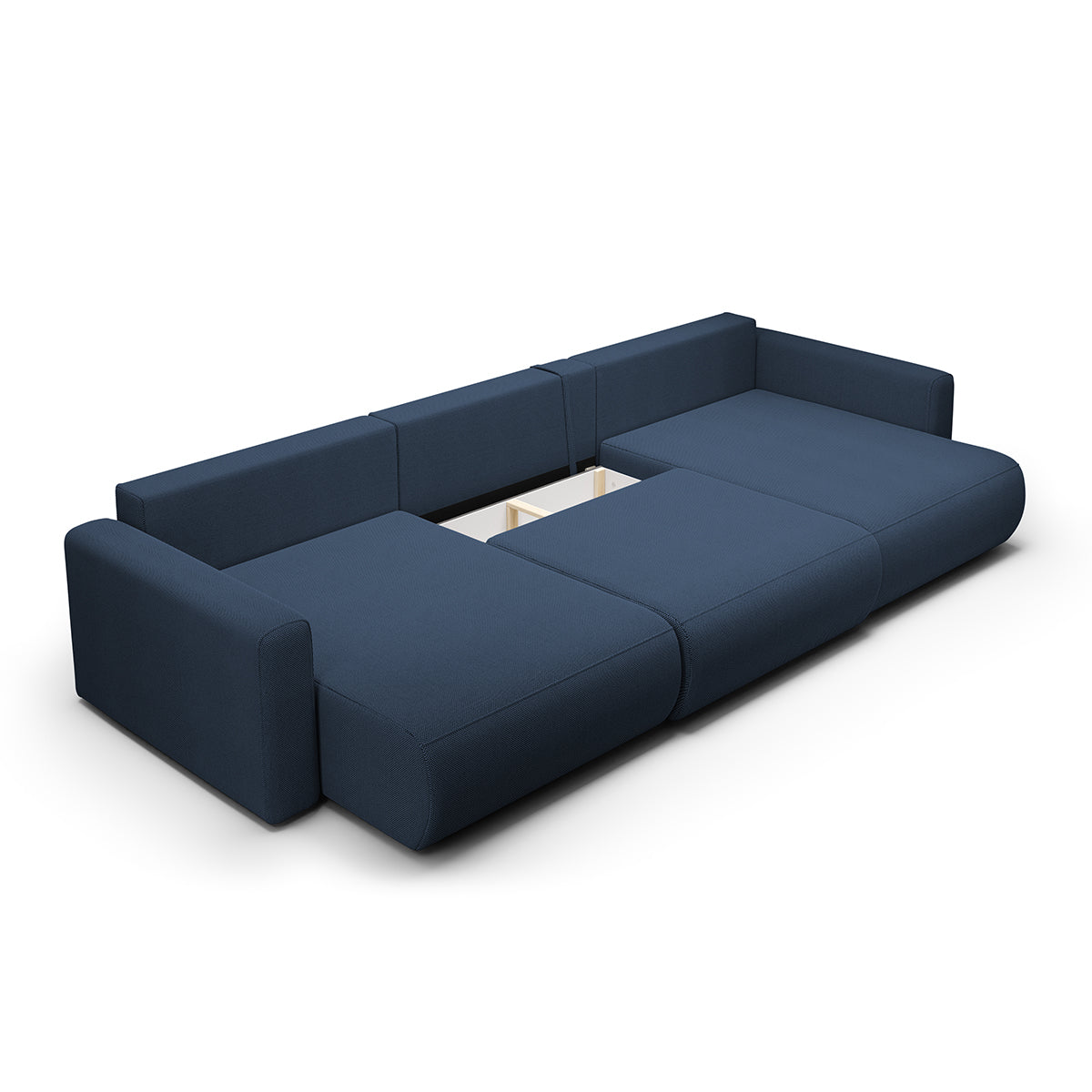 Canapé U 4 places convertible coffre Evy Bleu - vue 4