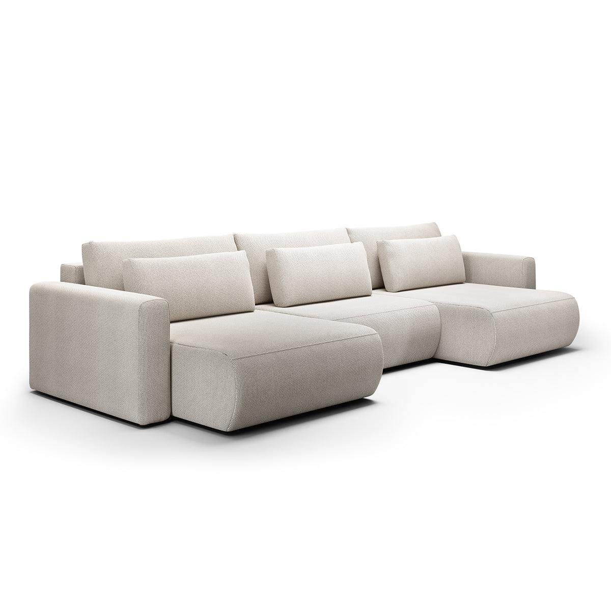 Canapé U 4 places convertible coffre Evy Gris Clair