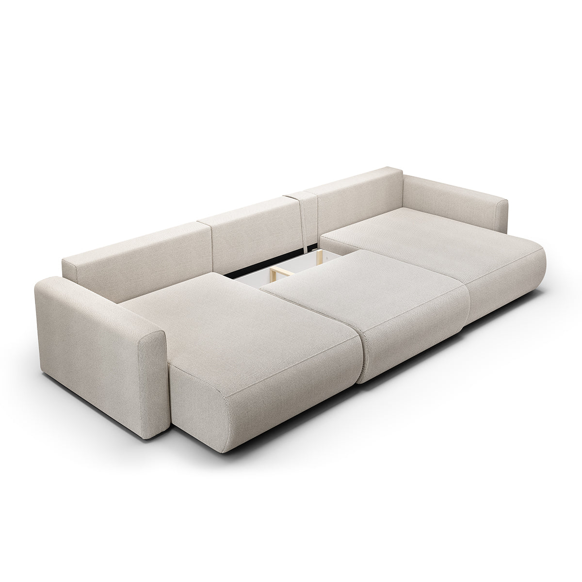 Canapé U 4 places convertible coffre Evy Gris Clair - vue 4