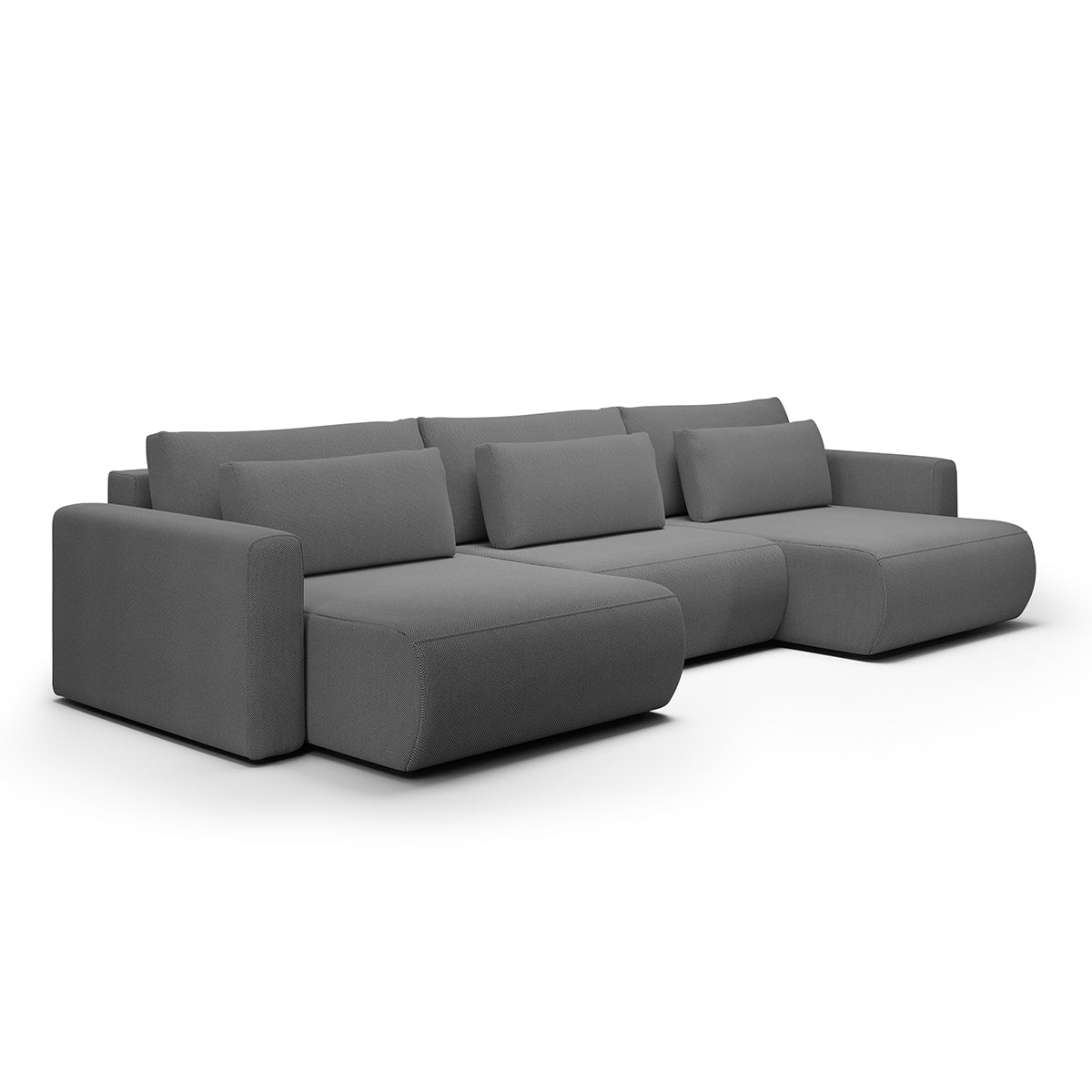 Canapé U 4 places convertible coffre Evy Gris