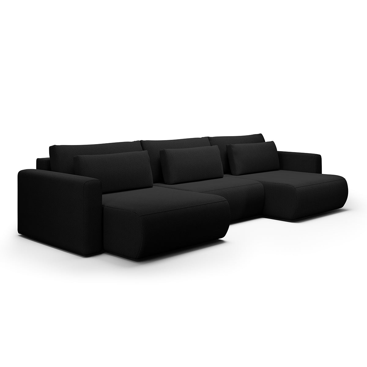 Canapé U 4 places convertible coffre Evy Noir