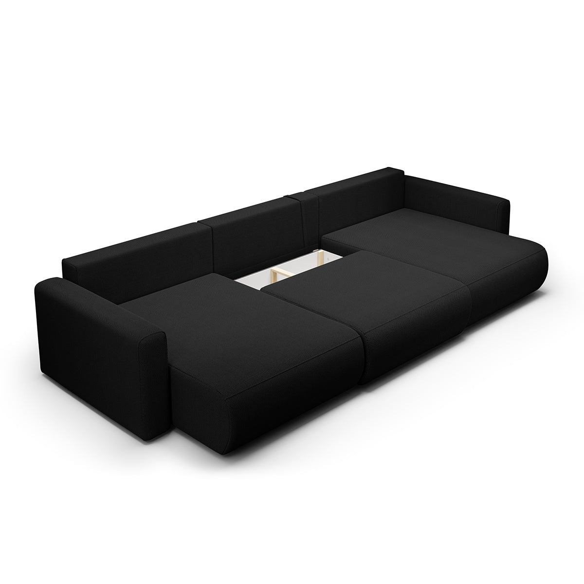 Canapé U 4 places convertible coffre Evy Noir - vue 4