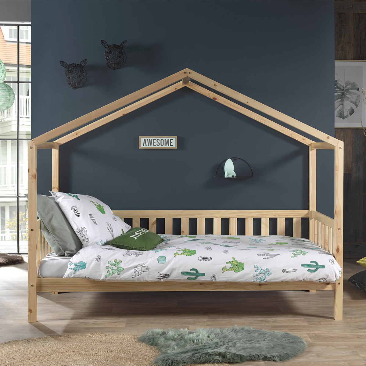 Lit cabane MH 90x200 sommier et tiroir inclus Vipack Dallas Bois - vue 3