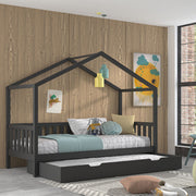 Lit cabane 90x200 sommier et tiroir inclus Vipack Dallas Anthracite - vue 3