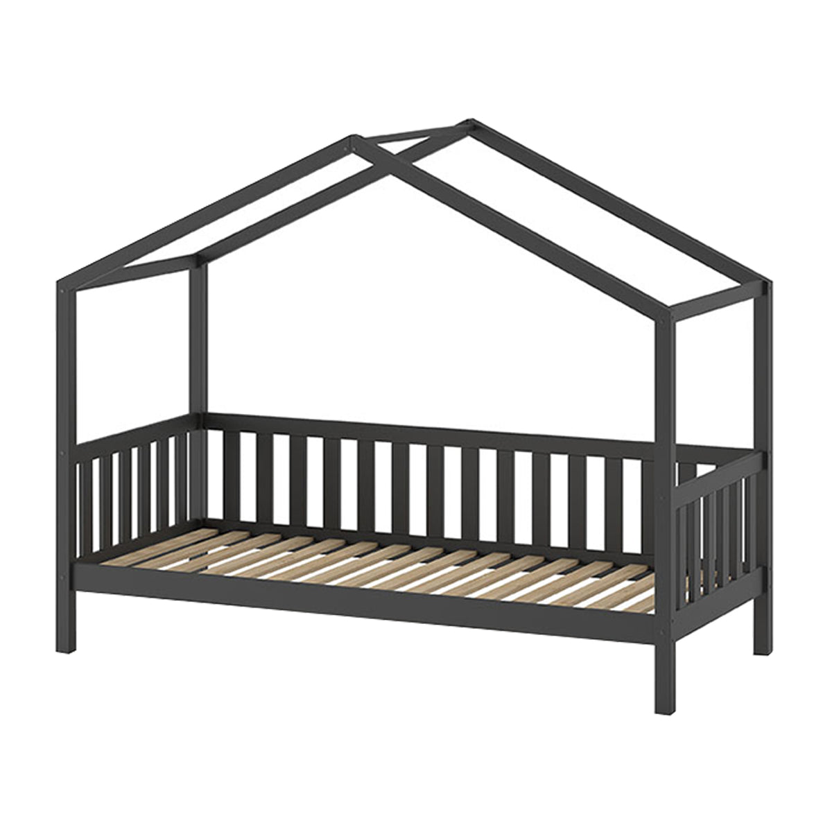 Lit cabane 90x200 sommier et tiroir inclus Vipack Dallas Anthracite - vue 4