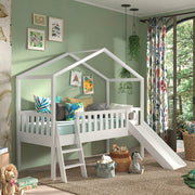 Lit cabane 90x200 toboggan sommier inclus Vipack Dallas Blanc - vue 2