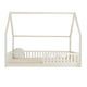 Lit cabane 140x200 barrière et sommier inclus pieds 1 cm Daisy Blanc
