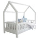 Lit cabane 90x200 barrière et sommier inclus pieds 10 cm Daisy Blanc