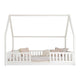 Lit cabane 140x200 barrières et sommier inclus pieds 1 cm Daisy Blanc