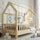 Lit cabane 90x190 barrière et sommier inclus pieds 10 cm Daisy Bois