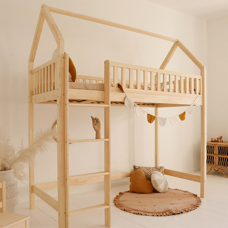 Lit cabane mi-hauteur 90x200 sommier inclus Daisy Bois - vue 4