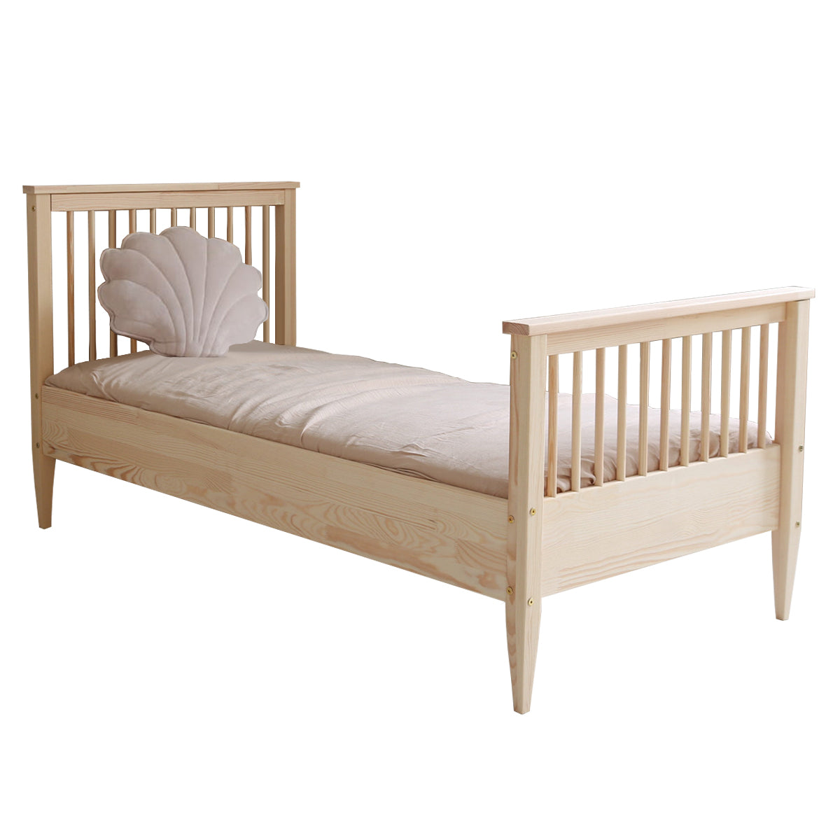 Lit 90x190 sommier inclus pieds 19 cm Daphné Bois - vue 2