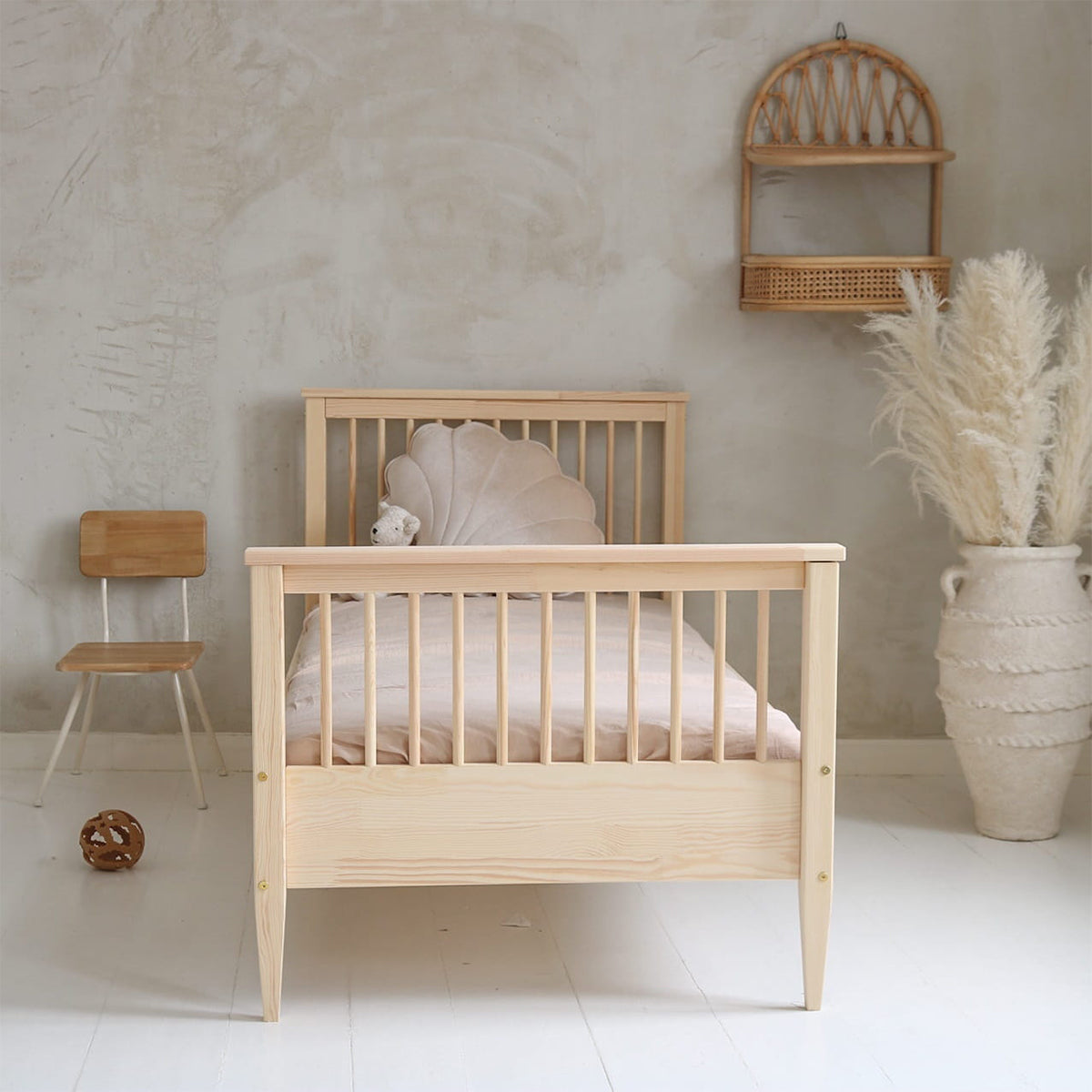 Lit 90x190 sommier inclus pieds 19 cm Daphné Bois - vue 3