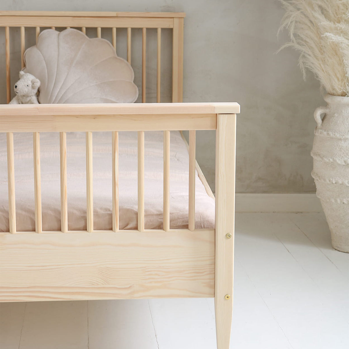 Lit 90x190 sommier inclus pieds 19 cm Daphné Bois - vue 4