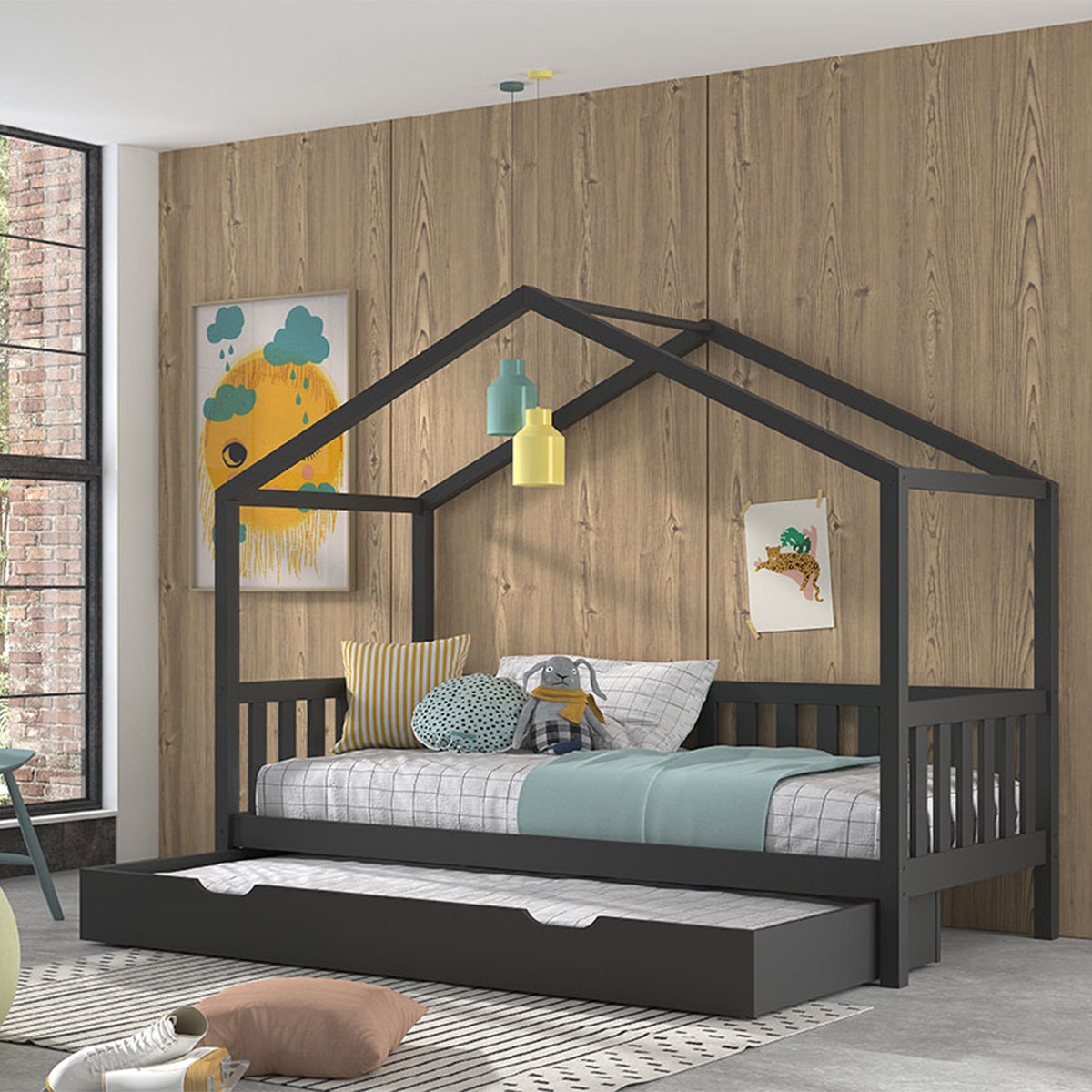 Tiroir de lit 90x190 Vipack Dallas Anthracite - vue 2