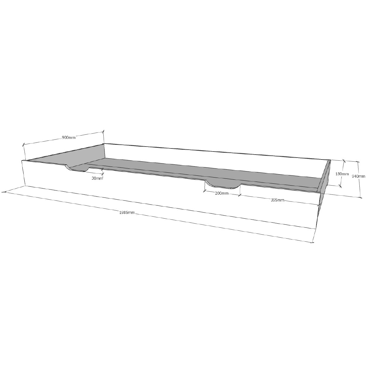 Tiroir de lit 90x190 Vipack Dallas Anthracite - vue 4