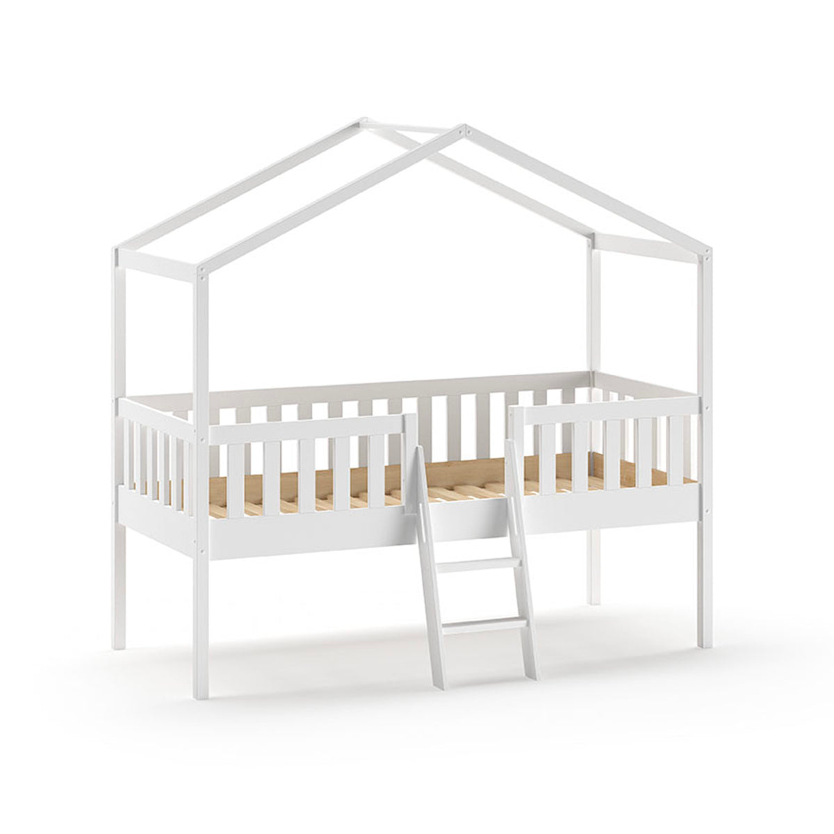 Lit cabane 90x200 sommier inclus Vipack Dallas Blanc