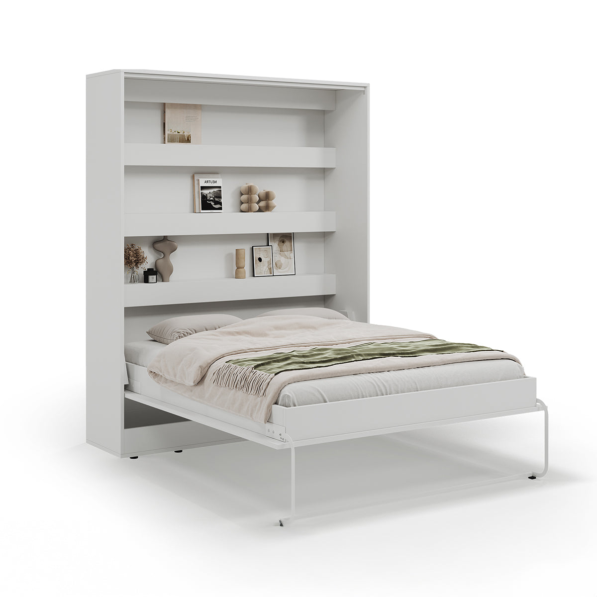 Lit escamotable 160x200 vertical sommier inclus Devon Blanc - vue 4