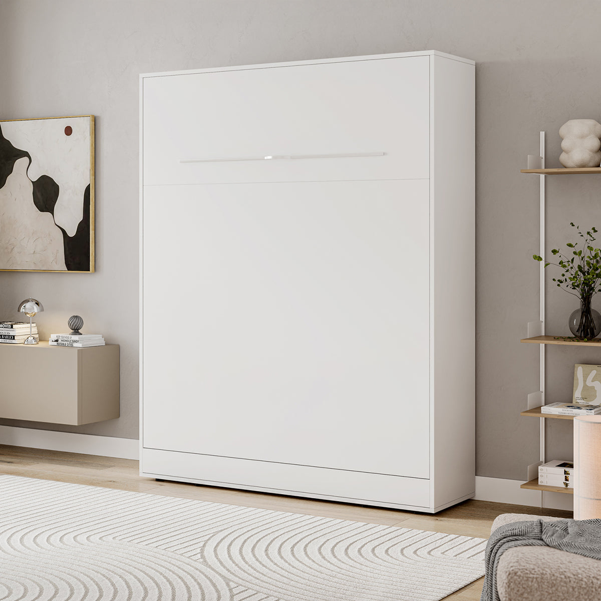 Lit escamotable 160x200 vertical sommier inclus Devon Blanc - vue 3