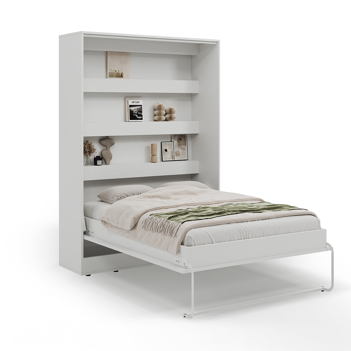 Lit escamotable 140x200 vertical sommier inclus Devon Blanc - vue 4