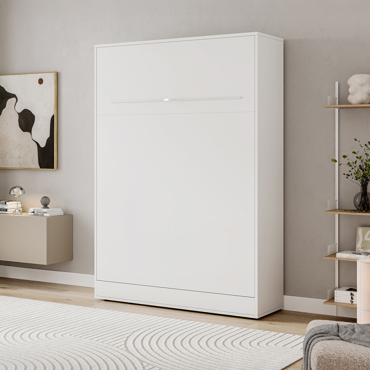 Lit escamotable 140x200 vertical sommier inclus Devon Blanc - vue 3