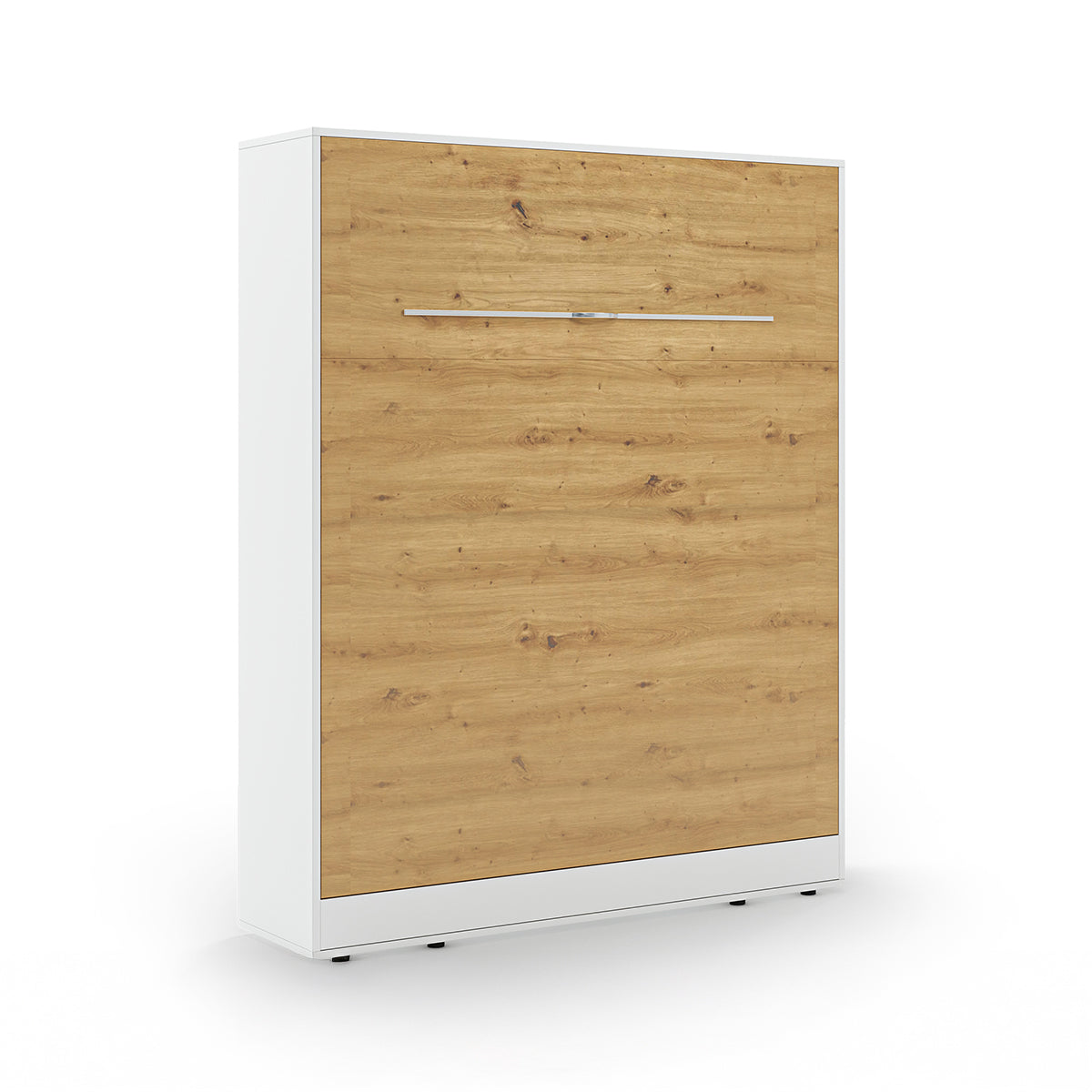 Lit escamotable 160x200 vertical sommier inclus Devon Blanc et Bois - vue 6