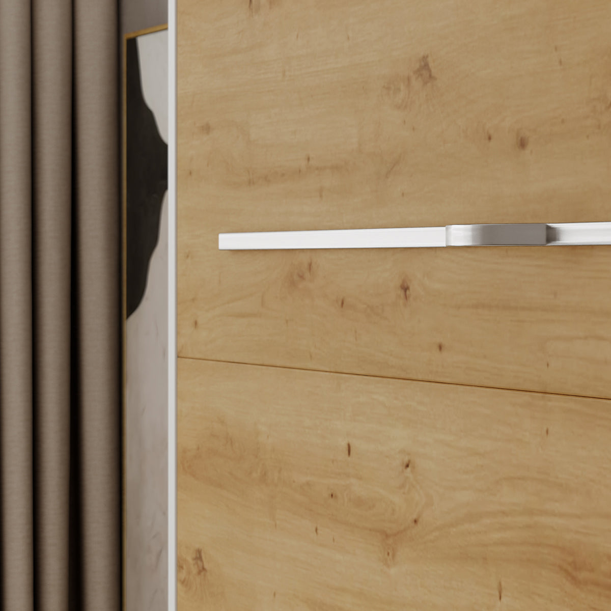 Lit escamotable 160x200 vertical sommier inclus Devon Blanc et Bois - vue 7