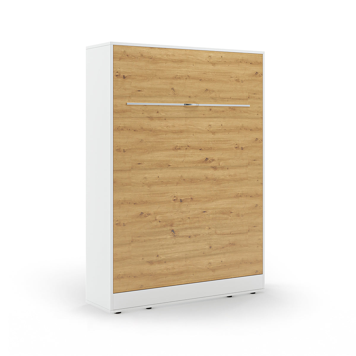 Lit escamotable 140x200 vertical sommier inclus Devon Blanc et Bois - vue 6
