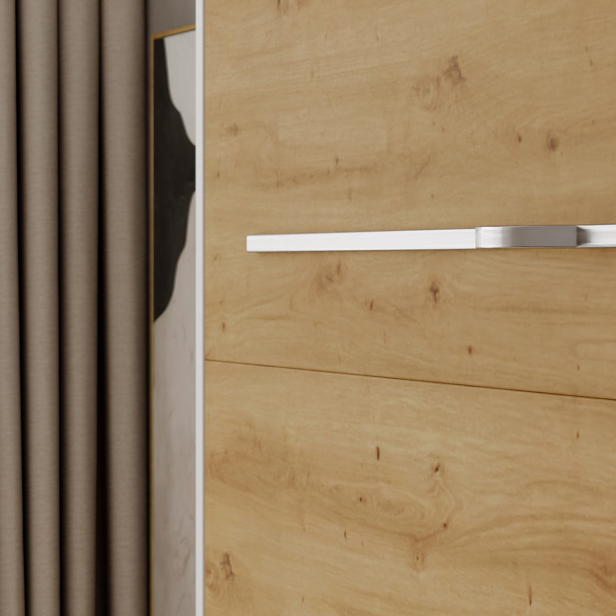 Lit escamotable 140x200 vertical sommier inclus Devon Blanc et Bois - vue 7