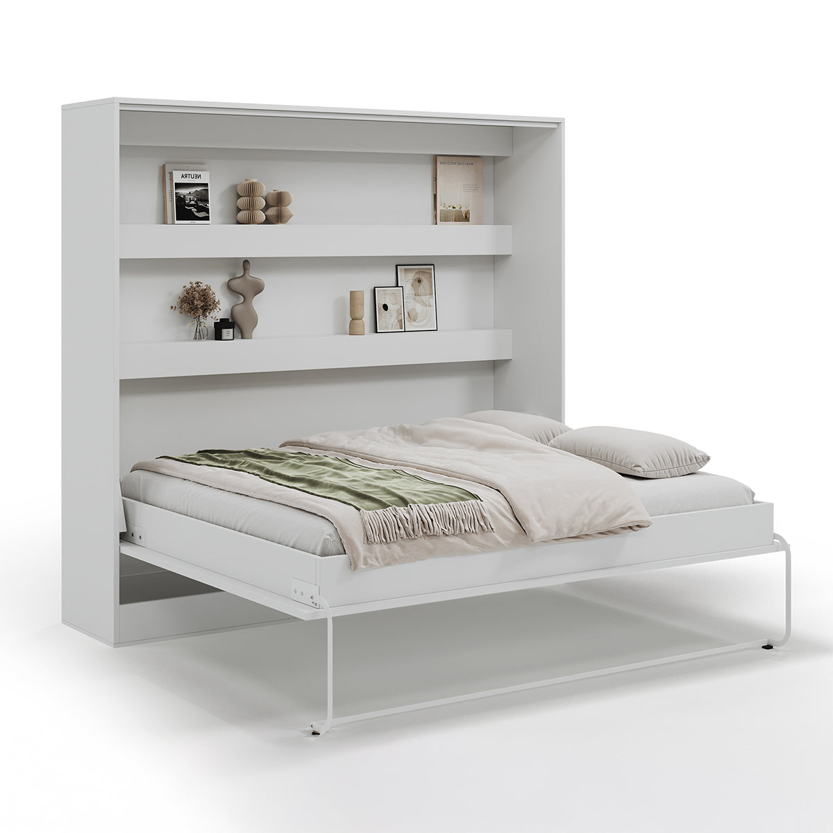 Lit escamotable 160x200 horizontal sommier inclus Devon Blanc - vue 4