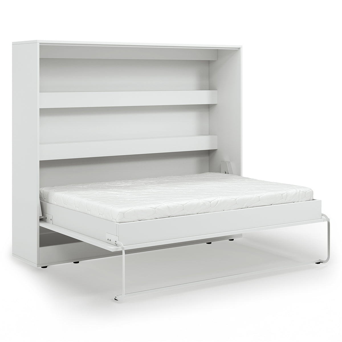 Lit escamotable 140x200 horizontal sommier inclus Devon Blanc