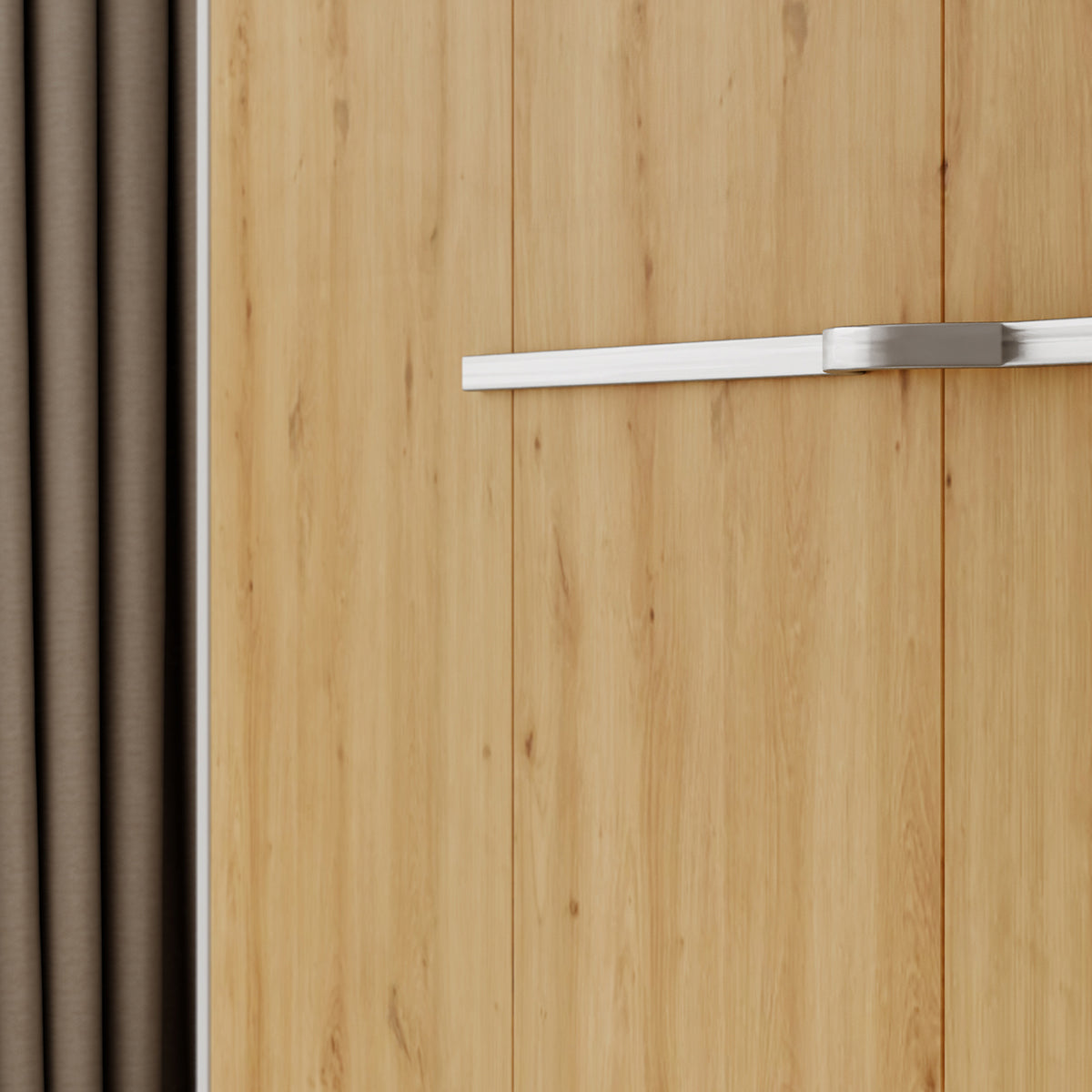 Lit escamotable 160x200 horizontal sommier inclus Devon Blanc et Bois - vue 6