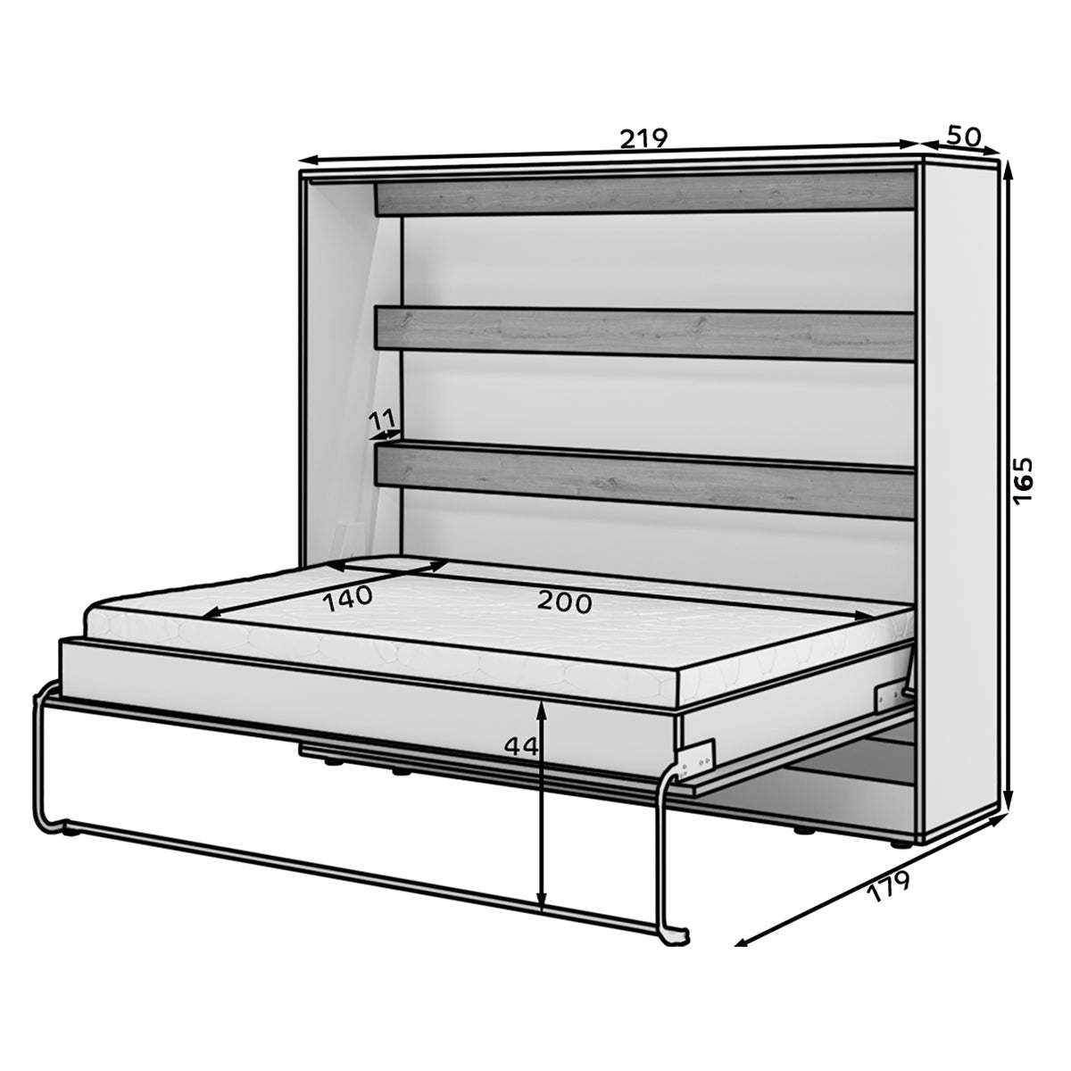 Lit escamotable 140x200 horizontal sommier inclus Devon Blanc - vue 9