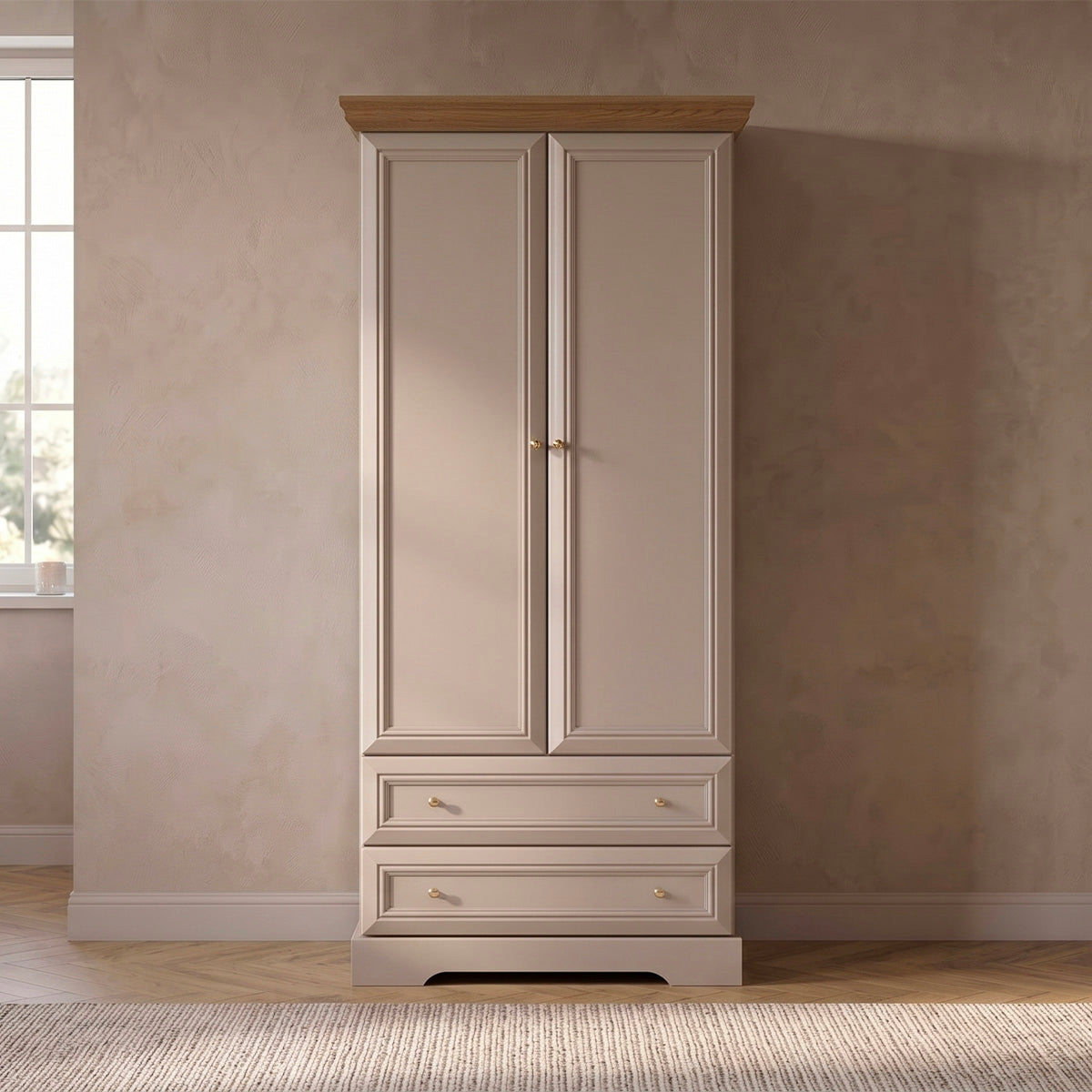 Armoire 2 portes 2 tiroirs Dulci Cachemire et Bois - vue 2