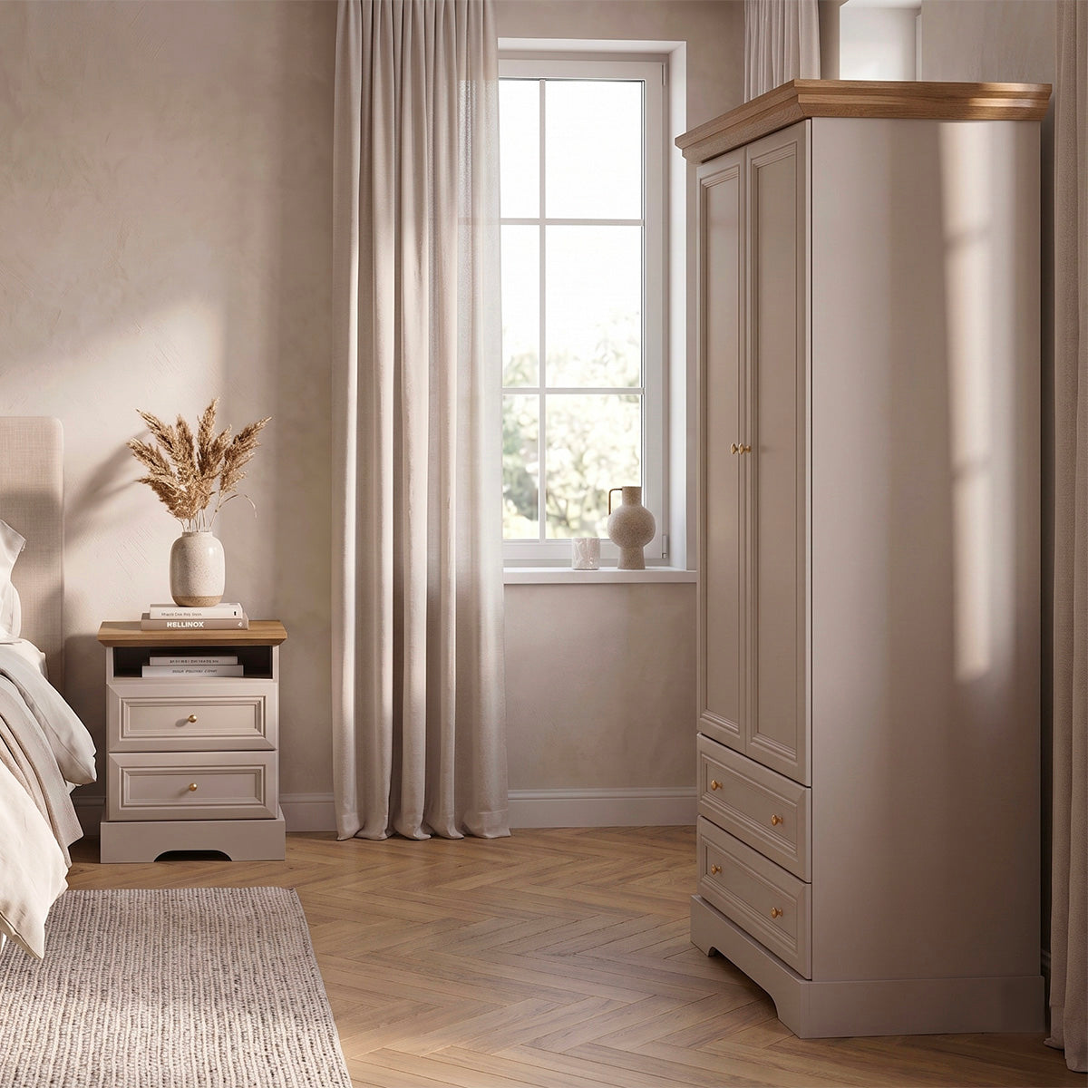 Armoire 2 portes 2 tiroirs Dulci Cachemire et Bois - vue 4