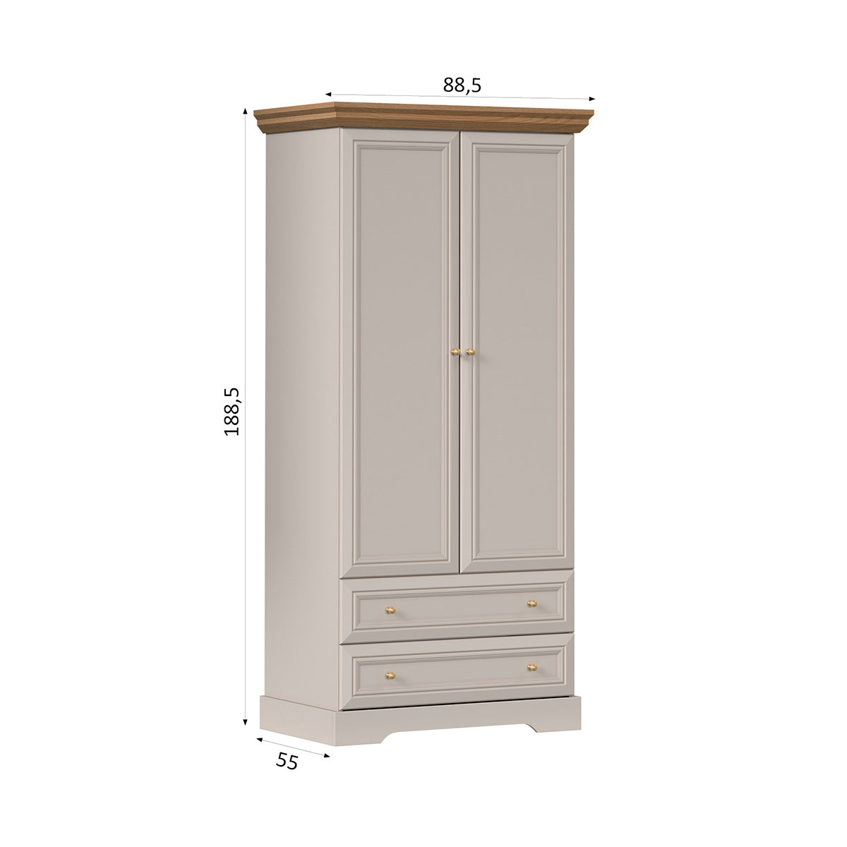 Armoire 2 portes 2 tiroirs Dulci Cachemire et Bois - vue 5