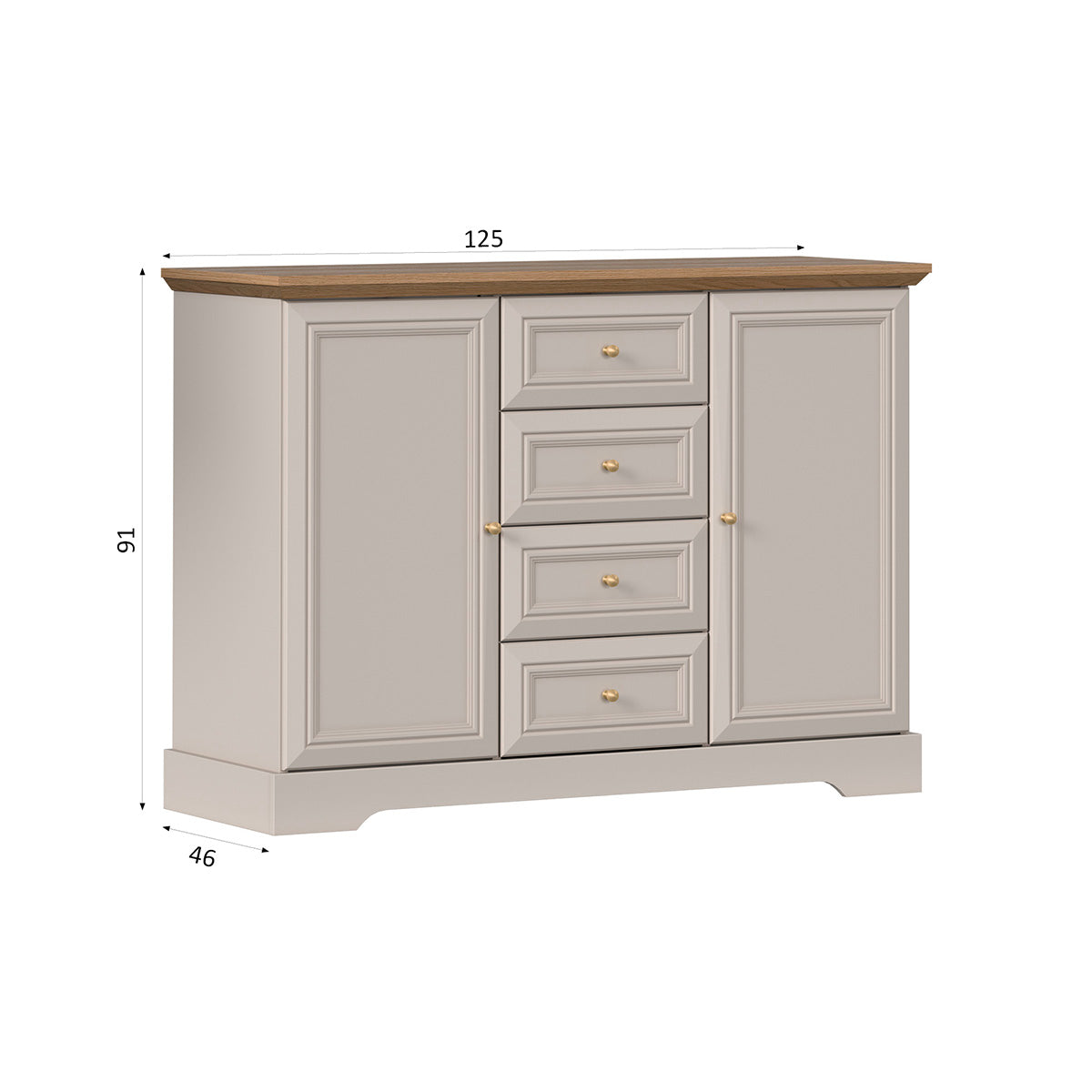 Buffet 2 portes 4 tiroirs Dulci Cachemire et Bois - vue 6