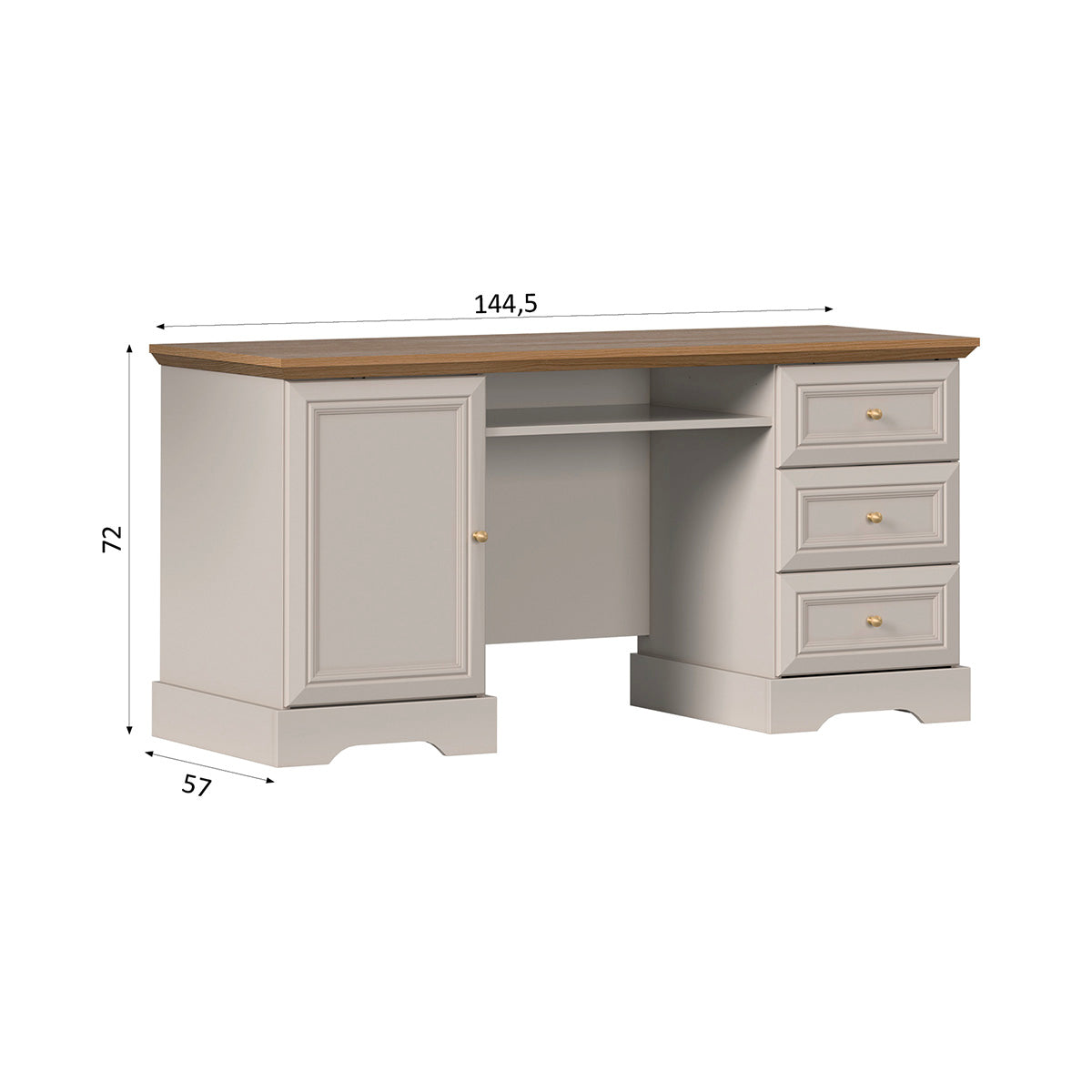 Bureau 1 portes 3 tiroirs Dulci Cachemire et Bois - vue 6