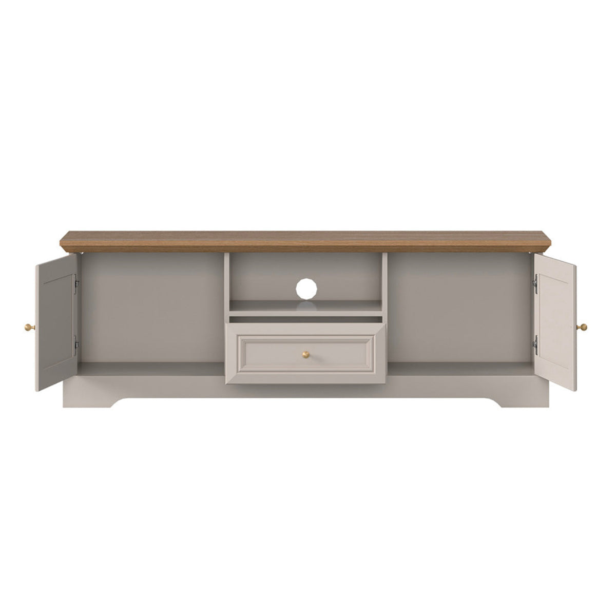 Meuble TV 2 portes 1 tiroir 155 cm Dulci Cachemire et Bois - vue 3
