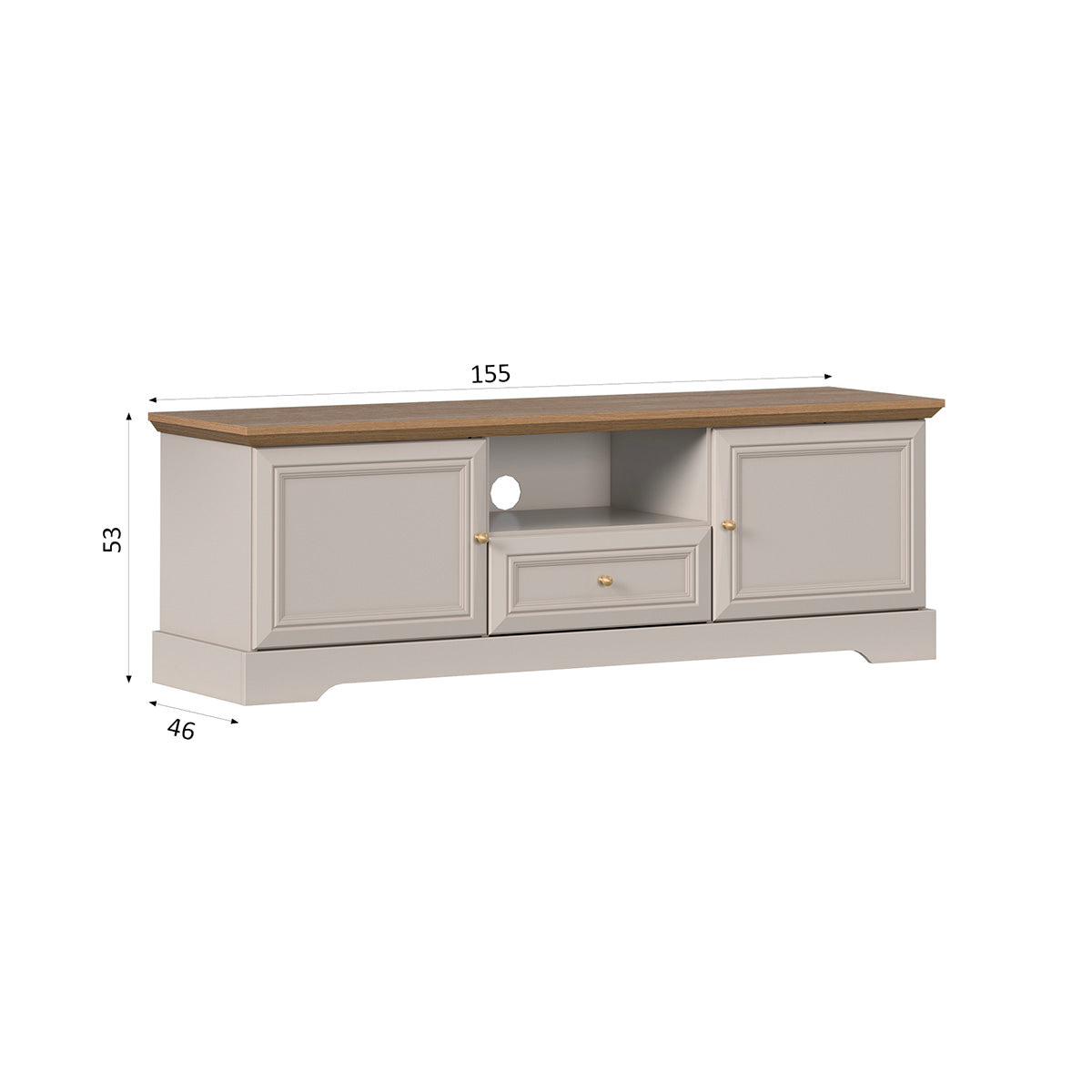 Meuble TV 2 portes 1 tiroir 155 cm Dulci Cachemire et Bois - vue 5