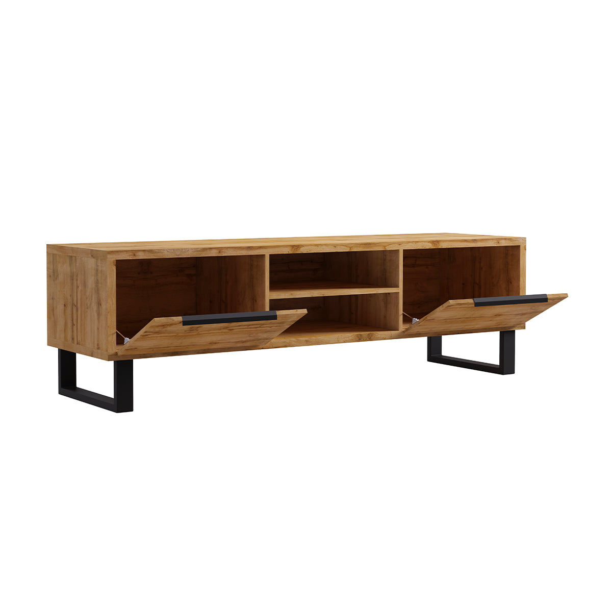 Meuble TV 2 tiroirs 180 cm Eden Bois et Metal - vue 2