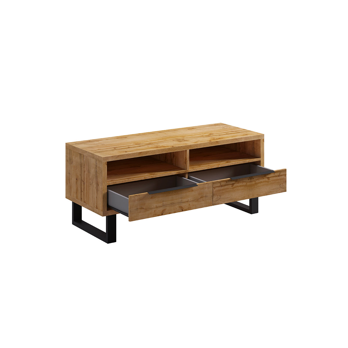 Meuble TV 2 tiroirs 124 cm Eden Bois et Metal - vue 2